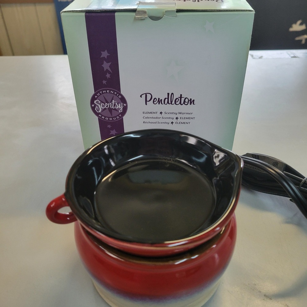 Scentsy Pendleton Element Wax Warmer Red Cream Ceramic Rustic Campfire No Bulb